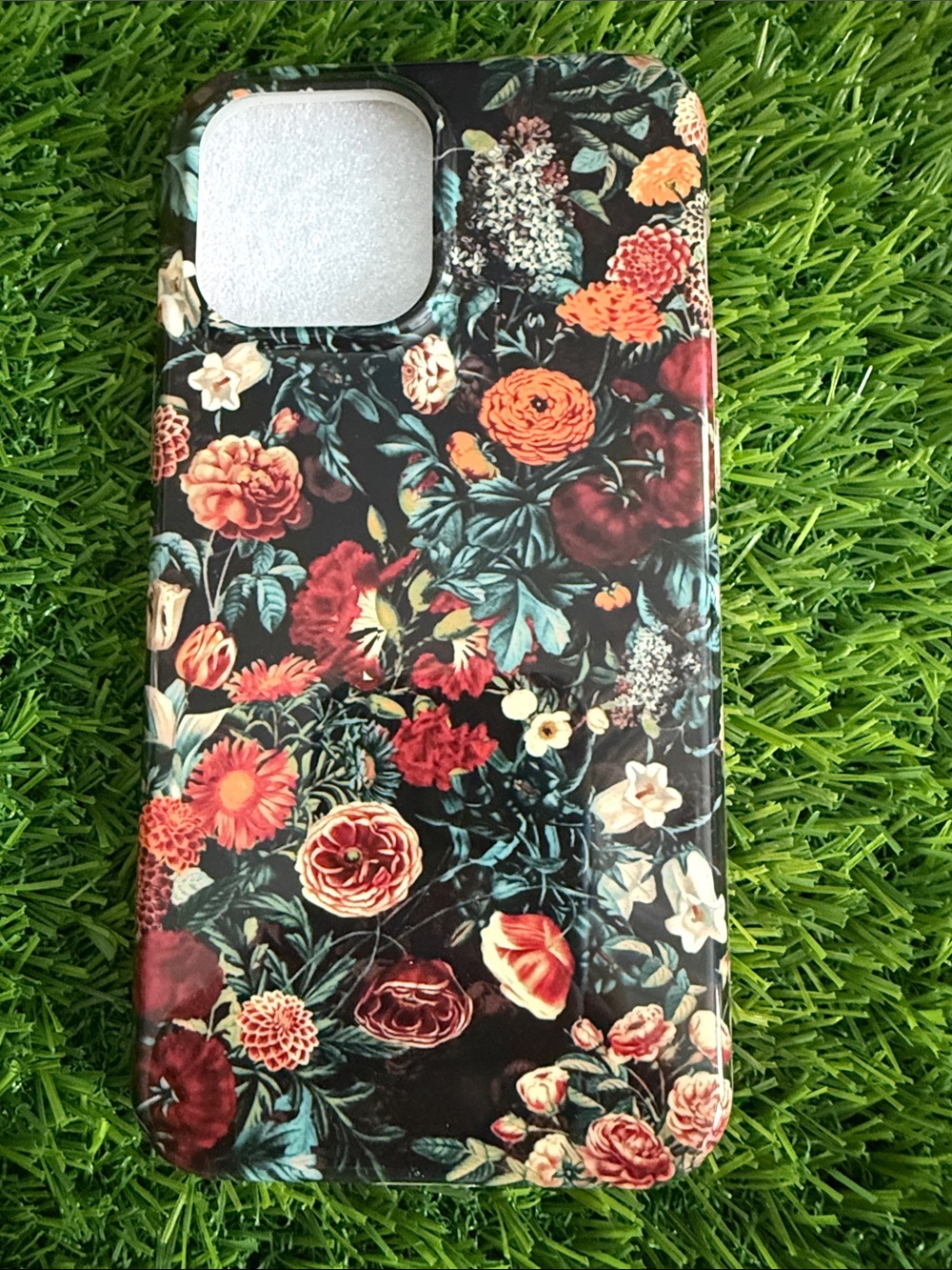Floral Black & Red Phone Case With Front Cover- Compatible iPhone 13 Pro Max